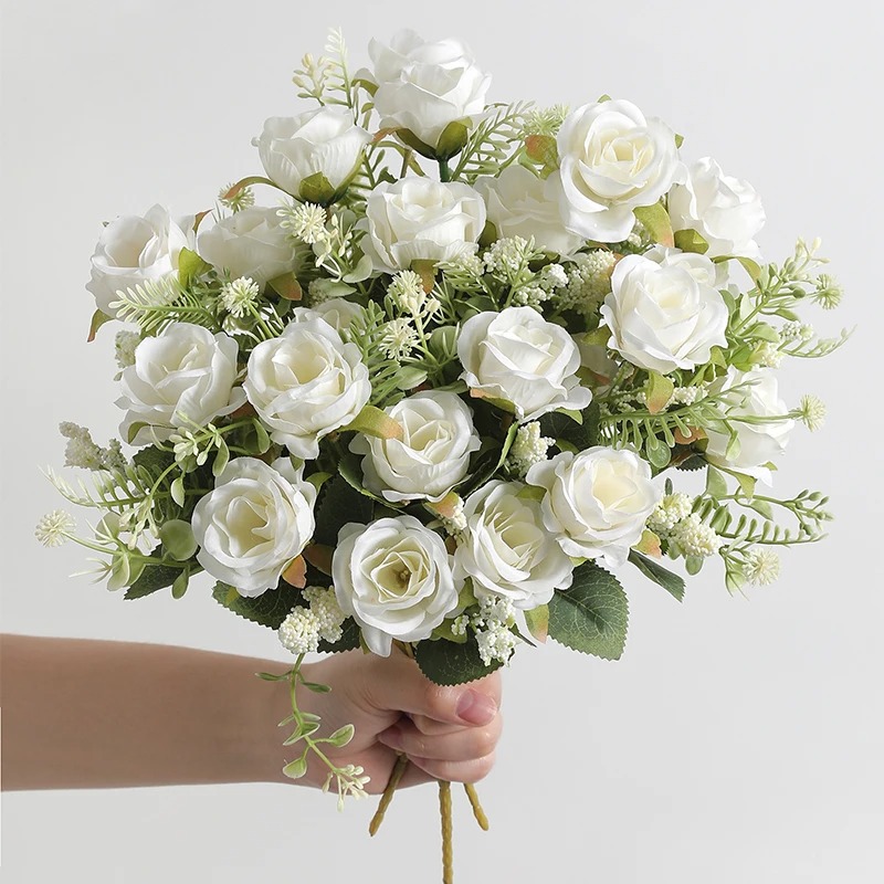 Dried Flower Bulk - 1/3Pcs 5 Heads Rose Artificial Flower