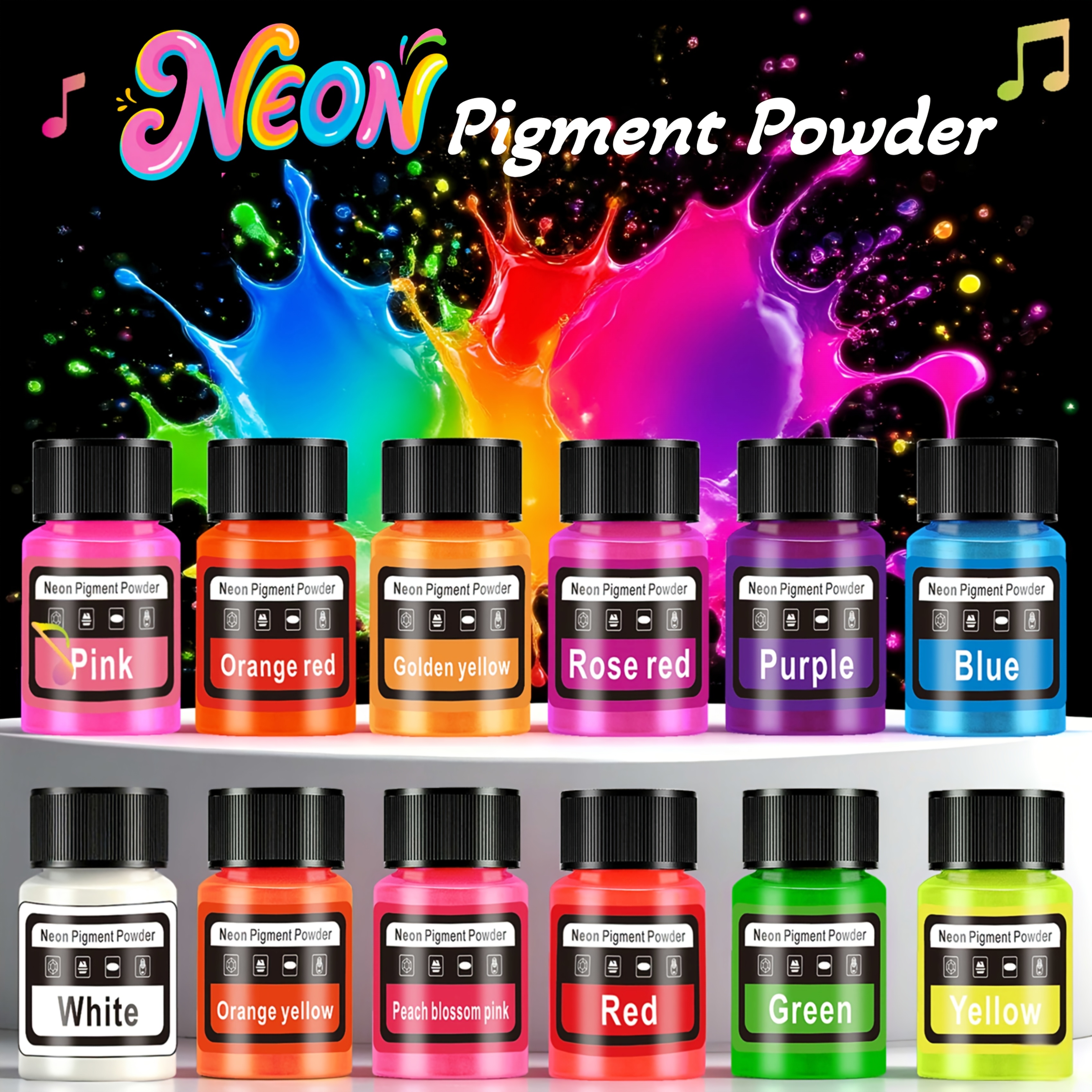 Resin Pigment Set - Fluorescent Powder/Neon Resin Dye, 6 Colors,