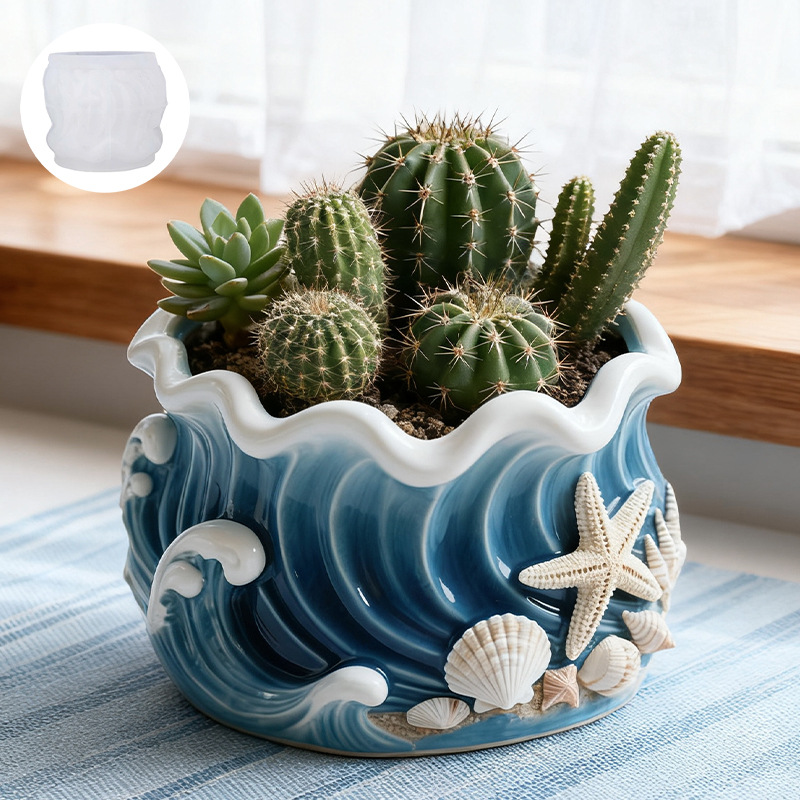 Wave-Shaped Silicone Flower Po – Resin Ocean Wave Mold recenzja i cena