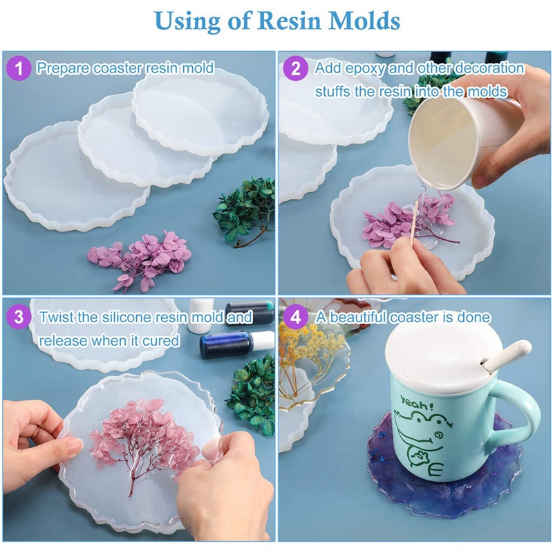 6 Pieces Resin Coaster Mold La – Geode Mold Silicone recenzja i cena