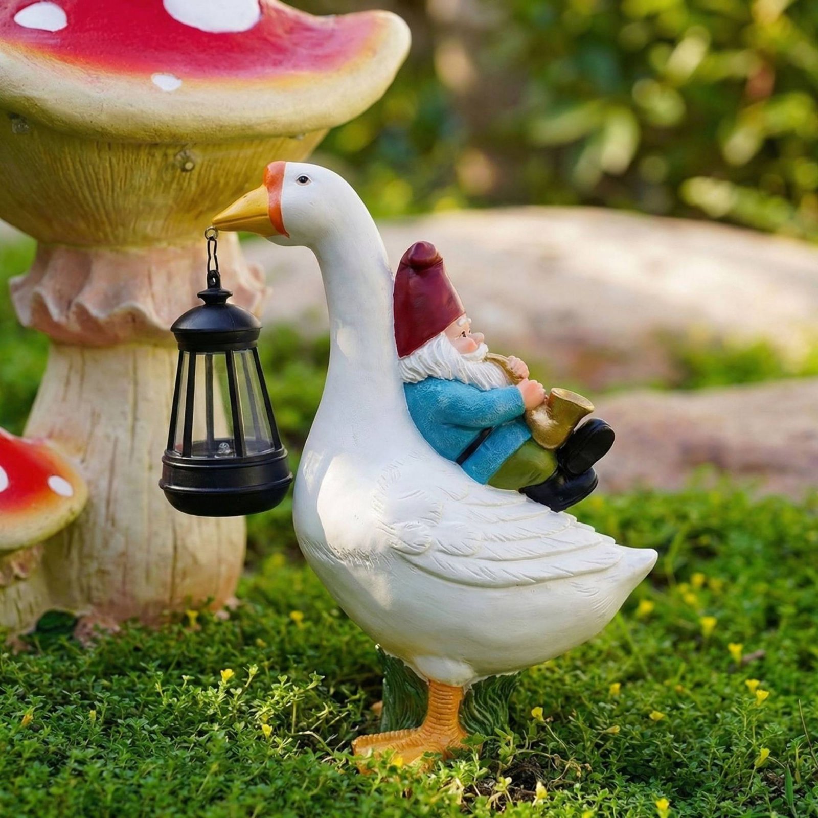Gnome Riding Goose Statue Weat – Resin Crafts recenzja i cena